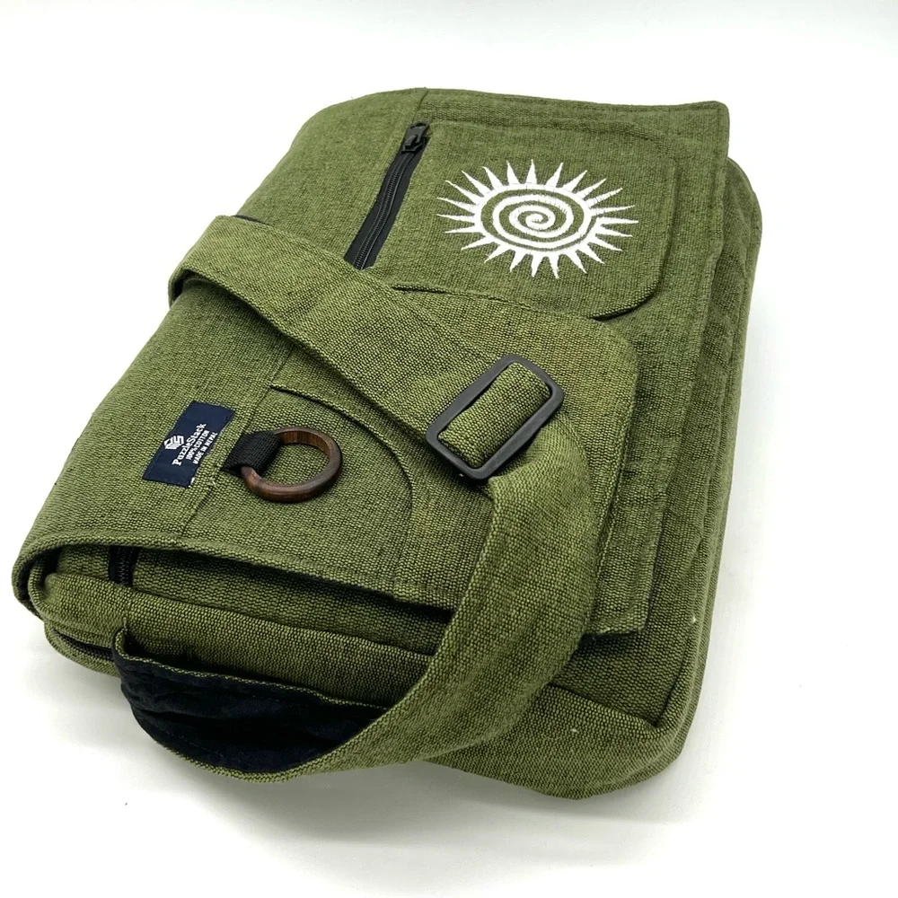 Multi pocket Cotton Embroidered Laptop Messenger Bag